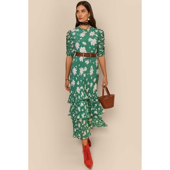 New Free People Robe Evelyn RIXO Maxi Dress Size Large - Picture 2 of 14